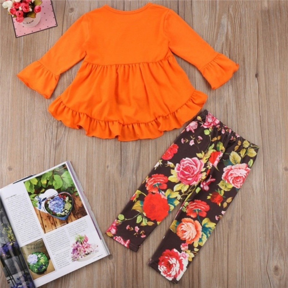 Fall Orange Floral Matching Outfit - Picture 3 of 7